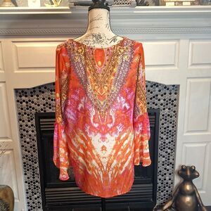 Harlow‎ Zee Sheer bell sleeve tunic, size medium